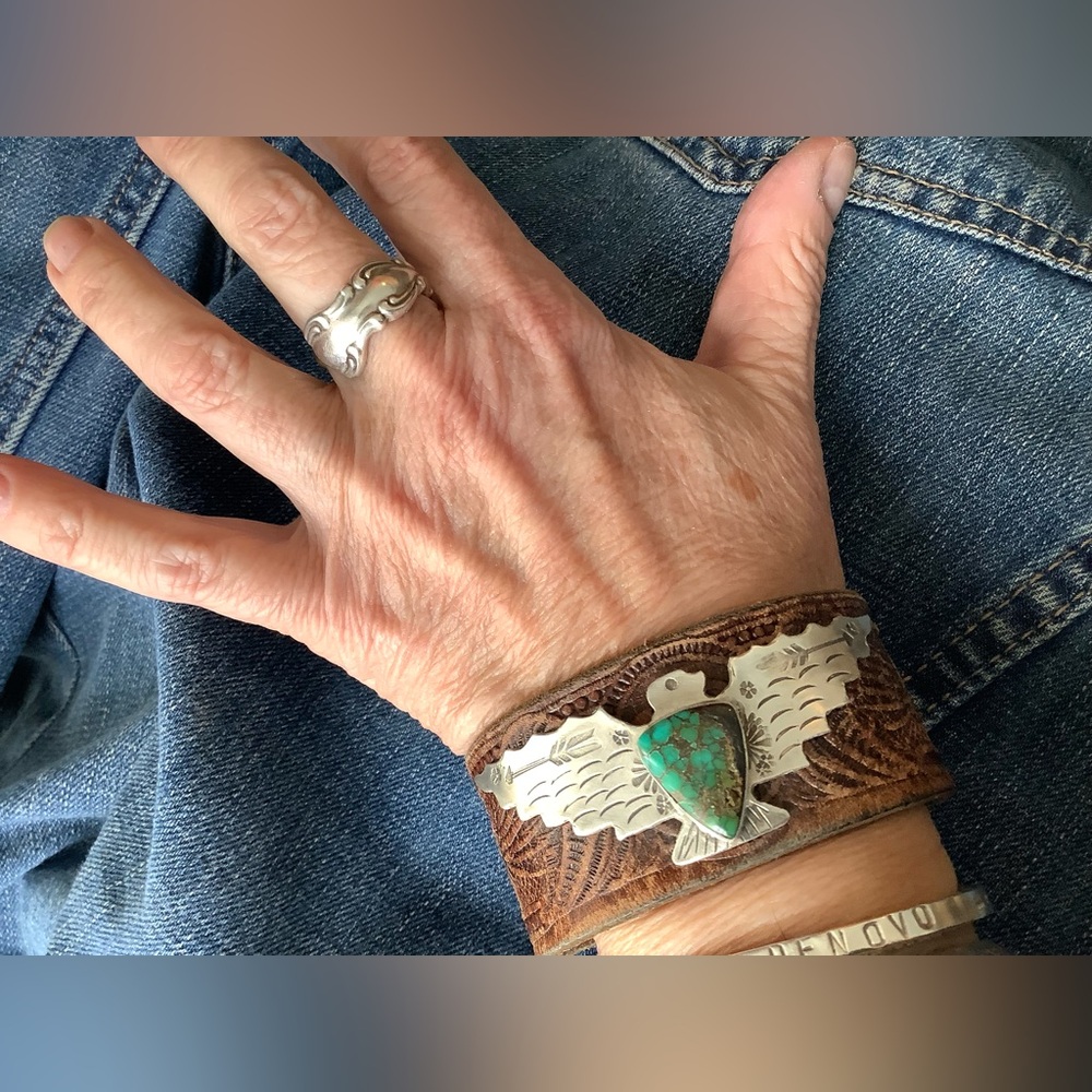 Sterling/ turquoise cuff , up to 6 3/4” wrist